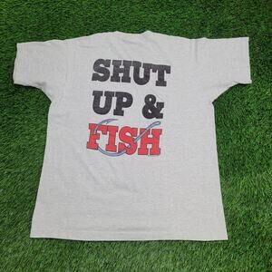 Vintage 1994 Funny Fishing Humor Shirt L/XL 23x29 Gray Sarcasm